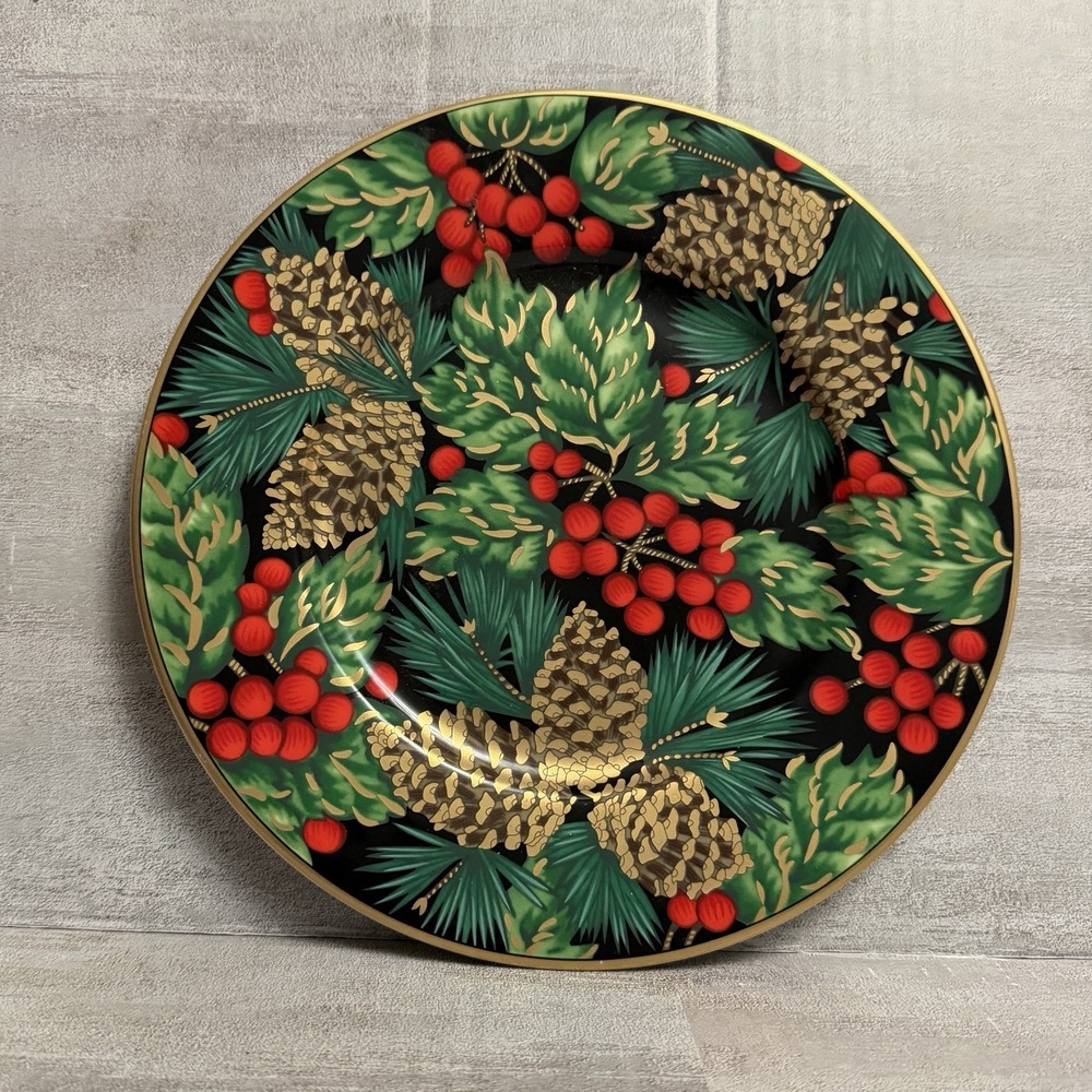 NEW Fitz & Floyd Holiday Pine Fine Bone China Christmas Salad Dessert 8.5" Plate